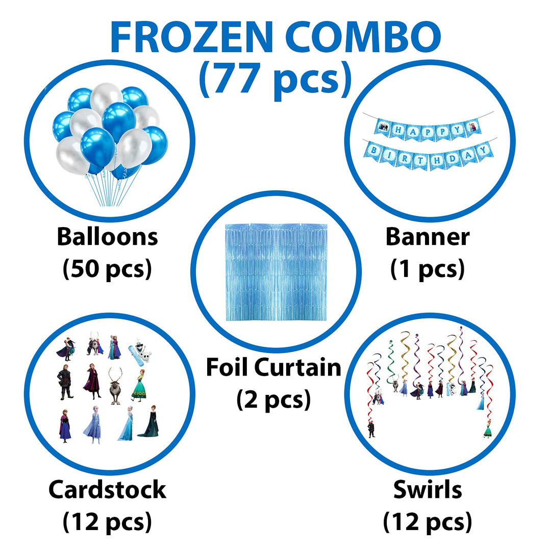 Party Propz Frozen Theme Birthday Decorations-77 Pcs Elsa Birthday Party Decorations|Frozen Birthday Decorations For Girls|Frozen Balloons For Birthday Decorations|Birthday Decoration Items For Girls