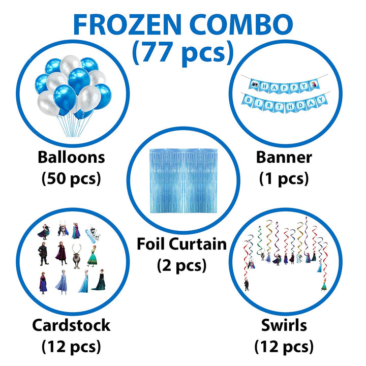 Party Propz Frozen Theme Birthday Decorations-77 Pcs Elsa Birthday Party Decorations|Frozen Birthday Decorations For Girls|Frozen Balloons For Birthday Decorations|Birthday Decoration Items For Girls