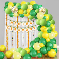 Party Propz Naming Ceremony Decoration Items - 54Pcs Naming Ceremony Banner|Naming/Baptism Ceremony Decoration Kit For Baby Girl|Green Balloons|Yellow Balloons For Decoration|Naming Ceremony Backdrop