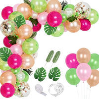 Party Propz Green Golden Balloons Garland Arch With Artificial Tropical Palm Leaves Kit- 50Pcs For Birthday Decoration Items For Girls/Boy Balloon/Girl Arrival Kit/Baby Theme Parties/1St Birthday Decoration For Baby Girl/ Boy(Multi Color)