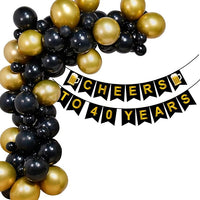 Party Propz Cheers To 40 Years Banner - 41 Pcs Happy 40th Birthday Decorations For Men | 40th Birthday Decorations For Women | 40th Anniversary Decoration Items | 40 Birthday Decoration Items