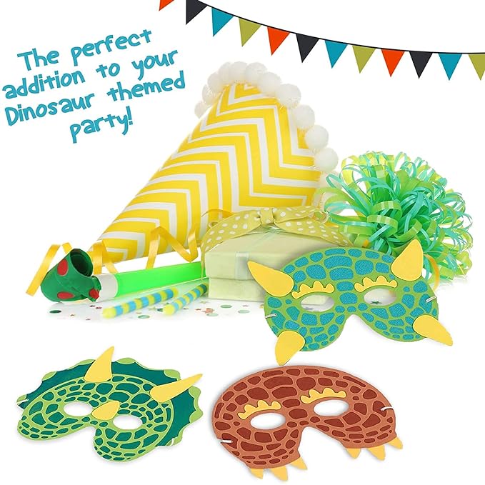 Party PropzTM Dinosaur Mask Pack of 8 Pieces / Dinosaur Supplies / Dinosaur Decoration / Dinosaur Birthday Supplies / Dinosaur Birthday Decoration