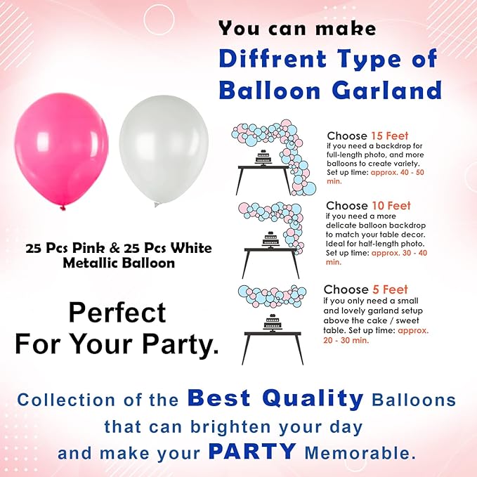 Party Propz 1st Birthday Decoration for Girls - 63 Pcs, Pink Happy Birthday Paper Banner(cardstock), Foil, Metallic Balloons, Foil Curtains with Hand Balloon Pump for First Birthday Decorations