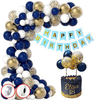 Party Propz Blue Happy Birthday balloons Garland Kit- 44Pcs Birthday Kit For Boys/Blue Helium Balloons for Birthday Decoration 1st Bday/Ballon Packet/ Balloon Arch ,cardstock, latex
