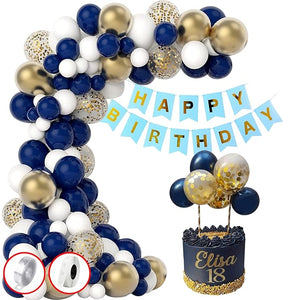 Party Propz Blue Happy Birthday balloons Garland Kit- 44Pcs Birthday Kit For Boys/Blue Helium Balloons for Birthday Decoration 1st Bday/Ballon Packet/ Balloon Arch ,cardstock, latex