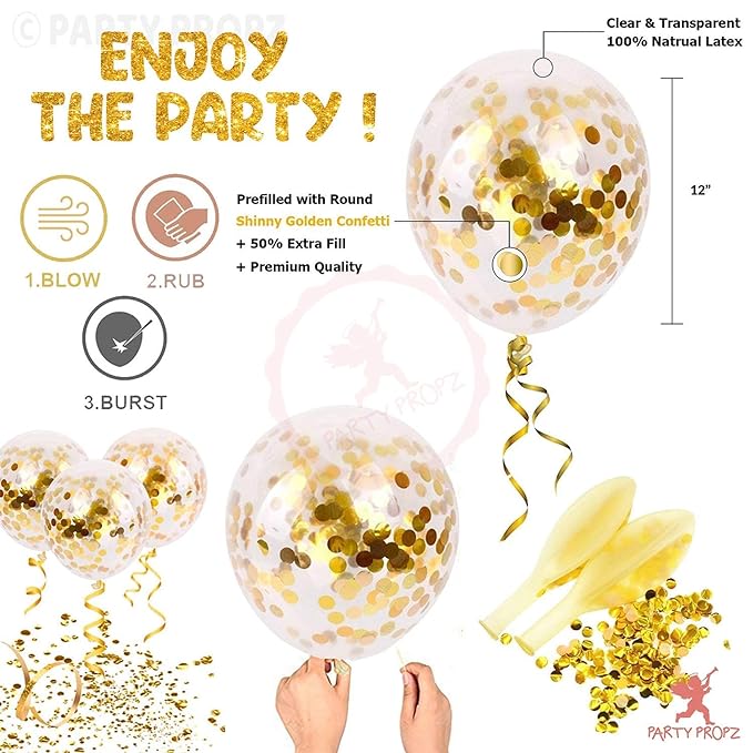 Party Propz Baby Shower Decoration Items- 47 Pcs Combo | Pastel Balloons for Decoration | Baby Shower Decorations Set for Mom To Be | Baby Shower Banner (cardstock) (Foil) | Golden Confetti Balloons