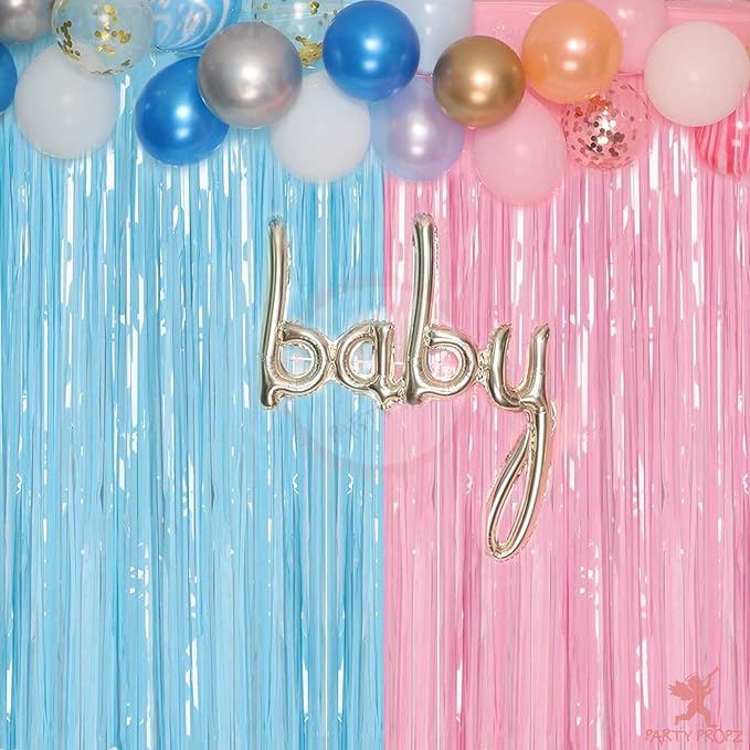 Party Propz Baby Shower and Foil Curtain 2Pcs Set for Maternity ,Balloons Banner (cardstock) Baby Shower Mom to Be Photoshoot Party Décor Material Items Supplies/ Props for Decorations