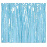 Party Propz 1pc Pastel Blue Foil Curtain, Tinsel Backdrop Door Curtain for Backdrop Decoration/Prince Theme Party/Boy's Birthday Decoration/Birthday Party Supplies