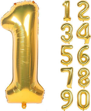 Party Propz 1 Number Foil Balloon - 16 Inch, Number 1 for Birthday Decoration/Golden Number 1 Foil Balloon for Kids First Birthday Decoration Items, Anniversary Decoration