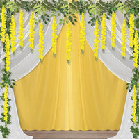 Party Propz Haldi Mehndi Decoration Items for Marriage -12Pcs Haldi Decoration Items for Marriage | Wisteria Artificial Flowers | Backdrop Cloth for Decoration | Traditional Backdrop Decoration Cloth