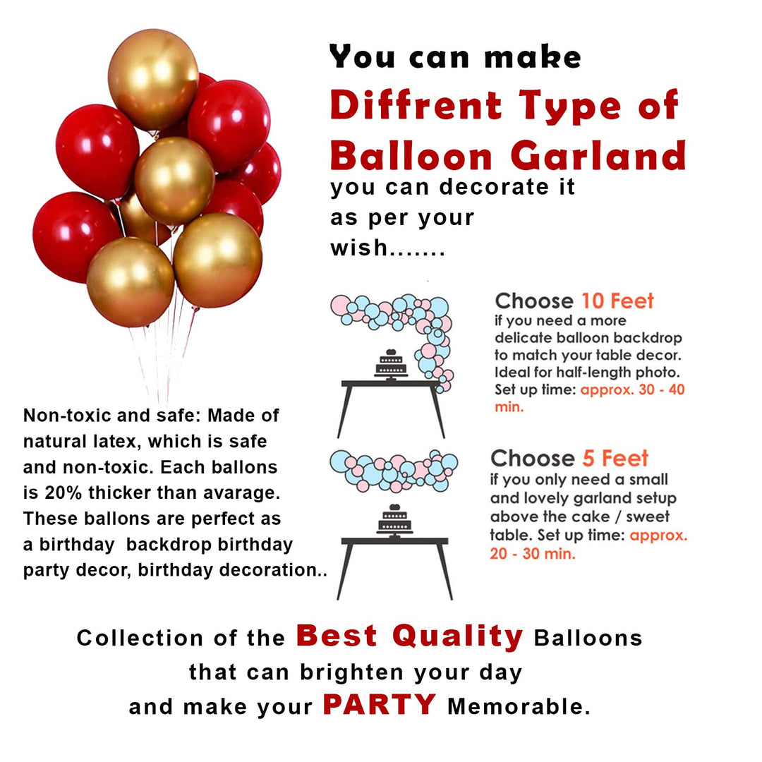 Party Propz Birthday Decoration Items for Boys - 47 Pcs, Red and Golden Balloons for Decoration | Happy Birthday Banner (Cardstock) | Birthday Decoration For Wife | Birthday Decorations for Husband