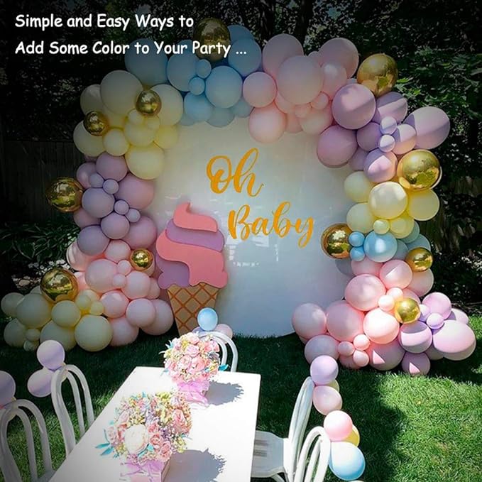 Party Propz Pastel Balloons Arch Decorations- 115Pcs Garland for Combo Birthday Decoration/ Unicorn Theme/ Candy/ Donut/1st First Years Baby/Bachelorette