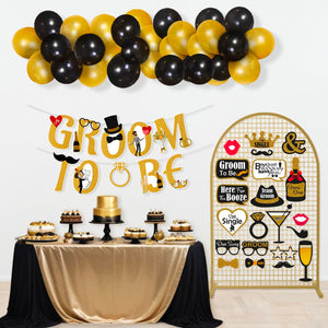 Groom To Be Decoration Kit – 47 Pcs | Bachelor Party Balloons, Banner & Photo Booth Props