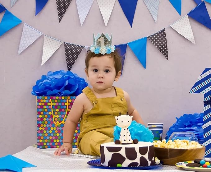Party Propz 1st Birthday Cap- 1pc First Birthday Crown for Baby Boy | Crown for 1 Year Baby | Birthday Hats for Kids | Birthday Caps for Kids | 1st Birthday Hat Boy | Birthday Cap for 1st Birthday Boy
