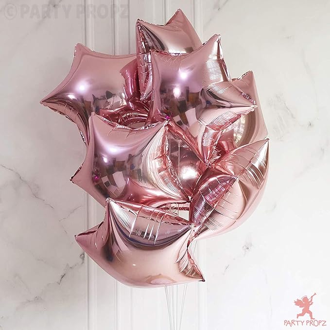 Party Propz 10Pcs Rose Gold Star Foil Balloons For Rose Gold Party Decorations
