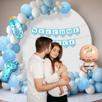 Welcome Baby Home Decoration Kit – 44 Pcs | Blue Theme Baby Shower & Prince Banner Set