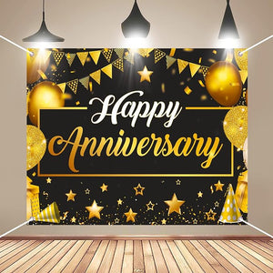 Party Propz Happy Anniversary Banner (4x5 ft) - Happy Anniversary Decoration Items Kit | Anniversary Backdrop for Decoration | Wedding Anniversary Decoration | Happy Anniversary Backdrop