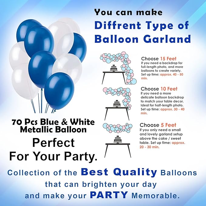 Party Propz Happy Birthday Decorations for Boys- Blue Paper Fan, Hand Balloon Pump, Metallic Balloons with Blue Paper Banner -Decoration Items for Birthday | Birthday Decoration kit Combo-78Pcs