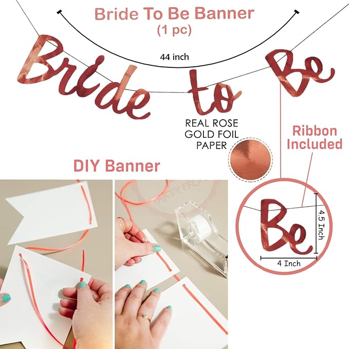 Party Propz Bride To Be Decoration Set Combo - 26 Pcs Bachelorette Party Decorations | Bride To Be Props | Bride To Be Sash | Bride To Be Tiara | Bride To Be Accessories | Bride To Be Sash And Crown