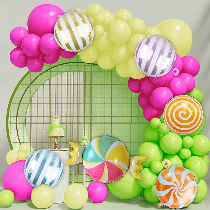 Party Propz Multicolor Candy Balloon Decoration for Birthday- Huge 36pcs Combo|Birthday Decoration Items|Foil Balloons for Decoration|Candy Theme Birthday Decoration|Pink, Yellow, Green Latex Balloon