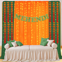12-Piece Mehendi Backdrop Decoration Set with Net Curtains, Banner & Lights