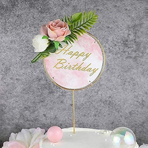 Party Propz Happy Birthday Cake Topper with Flowers, Exclusive Toppers Item kit for Kids Boy's Girls Adults Husband Women Special Decorations Items/Cakes Accessories with Cards,Tags for Bakers