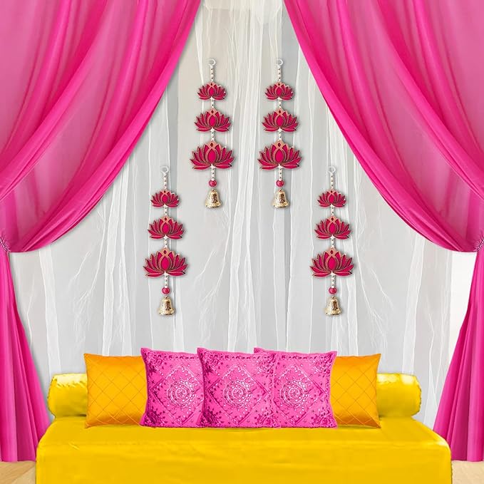 Party Propz haldi Decoration Items -Set of 12pcs Backdrop Cloth for Decoration | Sangeet Ceremony Decoration | Haldi Ceremony Decoration | Backdrop for Pooja Decoration | Net Curtains for Decoration