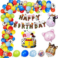 Party Propz Jungle Theme Birthday Decoration - 68 Pcs, Birthday Decorations For Boys, Girls | Jungle Safari Birthday Decoration Items For Kids | Animal Foil Balloons, Cake Topper, Banner (cardstock)