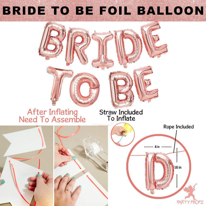 Party Propz Bridal Shower Decorations Kit - Large 49 Pcs, Rose Gold Balloons For Decoration | Bride to Be Decoration Set Combo | Bachelorette Party Decorations | Confetti, Foil Balloons For Decoration