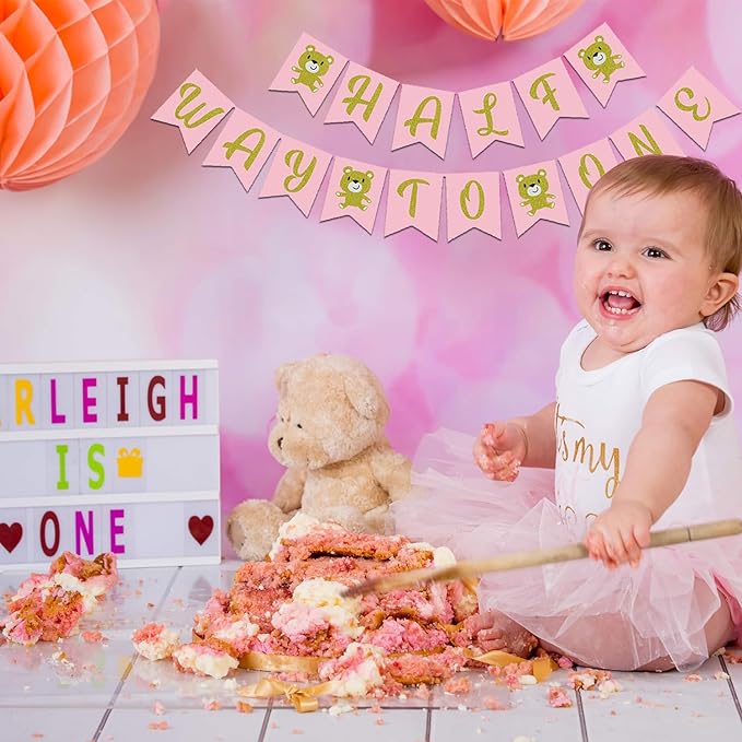 Party Propz Half Way To One Banner Half Birthday Banner Cardstock PartyPropz