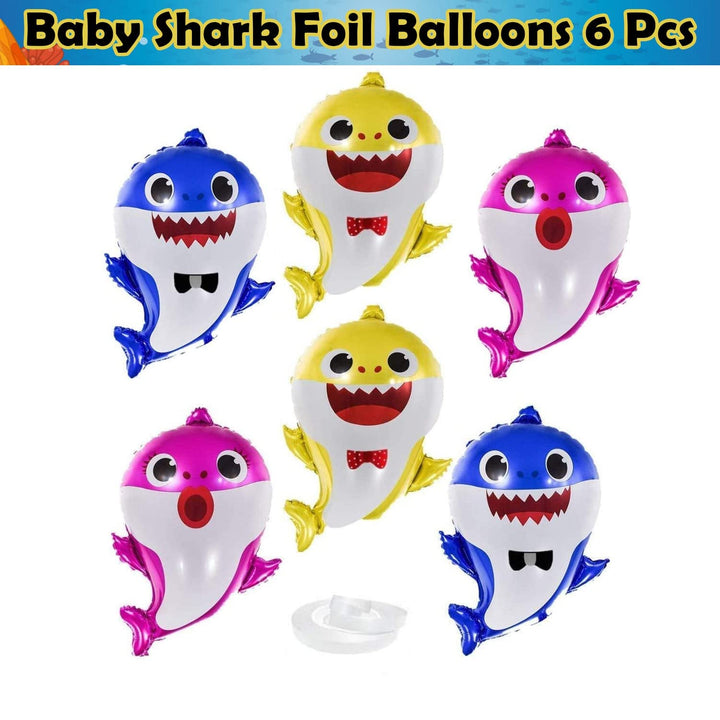 Party Propz Baby Shark Foil Balloons For Decorations-Combo Of 6Pcs For Baby Shark Theme Birthday Decorations|Baby Shark Balloons|Birthday Decoration Items For Boy,Girls,Multicolor