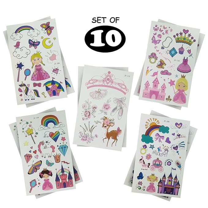 Party Propz Princess Theme Birthday Party Decorations Tattoos For Kids - 10Set For Girls - Princess Birthday Party Decoration/Princess Theme Decoration/Birthday Decoration Items for Girls