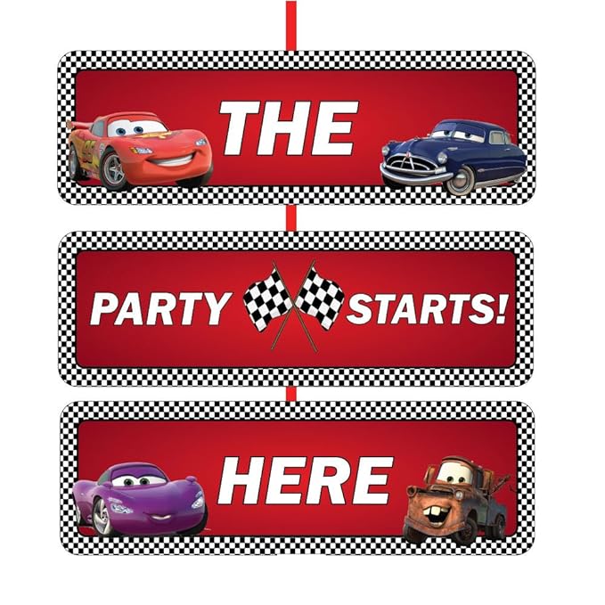 Party Propz Car Theme Decoration For Birthday- Hanging Banner for Decoration(Cardstock) | Mcqueen Car Theme Birthday Decoration | Happy Birthday Decoration For Kids | Mcqueen Car Theme Birthday Banner