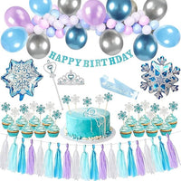 Party Propz Girl's Frozen Theme Princess Elsa Birthday Party Decorations with Foil Balloons for Girls / Frozen Balloons for Birthday Decoration for Girls - 46 Pieces