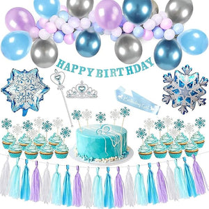 Party Propz Girl's Frozen Theme Princess Elsa Birthday Party Decorations with Foil Balloons for Girls / Frozen Balloons for Birthday Decoration for Girls - 46 Pieces