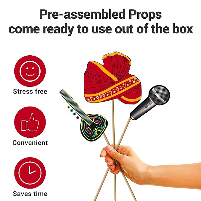 Party Propz Props for Haldi Ceremony - 17 Pcs Mehndi Props | Ladki and Ladke Wale Props for Wedding | Marriage Props for Wedding | Haldi Props for Bride and Family | Haldi Props for Groom and Family