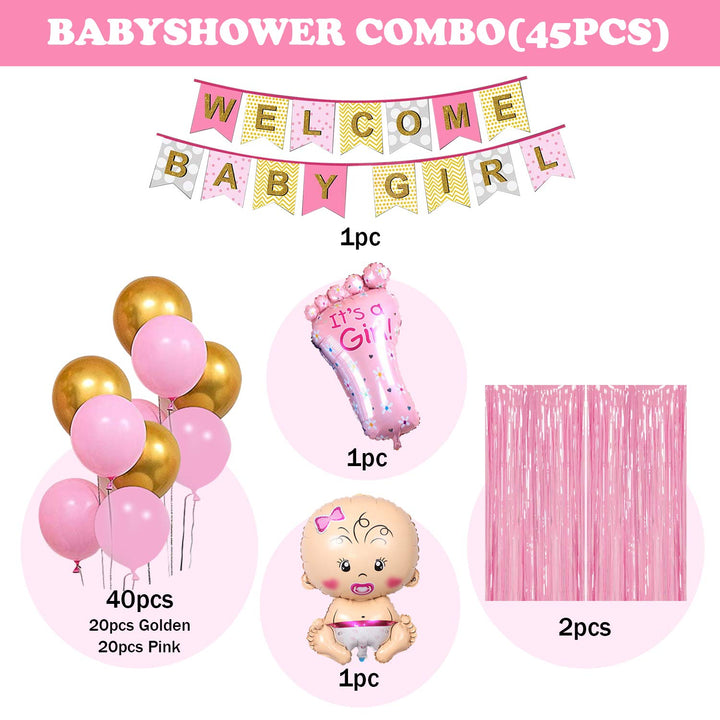 Party Propz Welcome Baby Girl Decoration- 45Pcs Baby Girl Welcome Home Decoration Kit | Naming Ceremony Decoration Kit | Welcome Baby Decoration | Welcome Baby Banner (cardstock) | Baby Girl Welcome