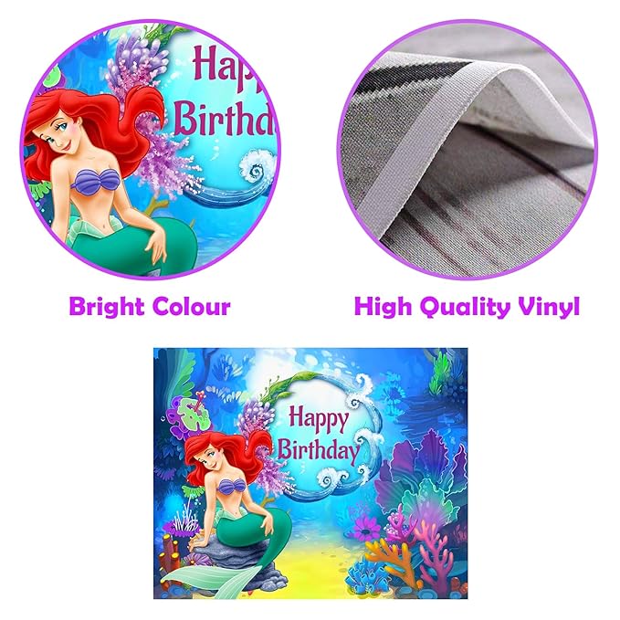 Party Propz Mermaid Theme Birthday Decorations - Mermaid Birthday Theme Backdrop Banner | Background Decorations for Birthday | Mermaid Decorations for Birthday | Birthday Decoration Items for Girl