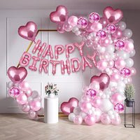 Birthday Decoration Items For Girl, Huge 41 Pcs, Pink&White Balloons For Decoration, Pink Birthday Decoration Kit, Heart Shape Balloons For Decoration, Birthday Decoration Items For Women