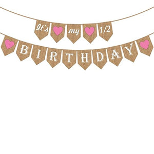Party Propz Girl's It is My 1/2 Birthday Banner for Decoration (Pink)