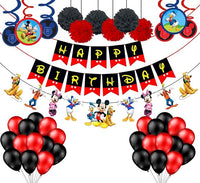 Party Propz Mickey Mouse Birthday Decoration-66Pcs Kit For 2Nd Birthday Decoration For Boys|Mickey Mouse Theme Birthday Decoration|Red|Black Balloons For Cartoon Theme Decoration