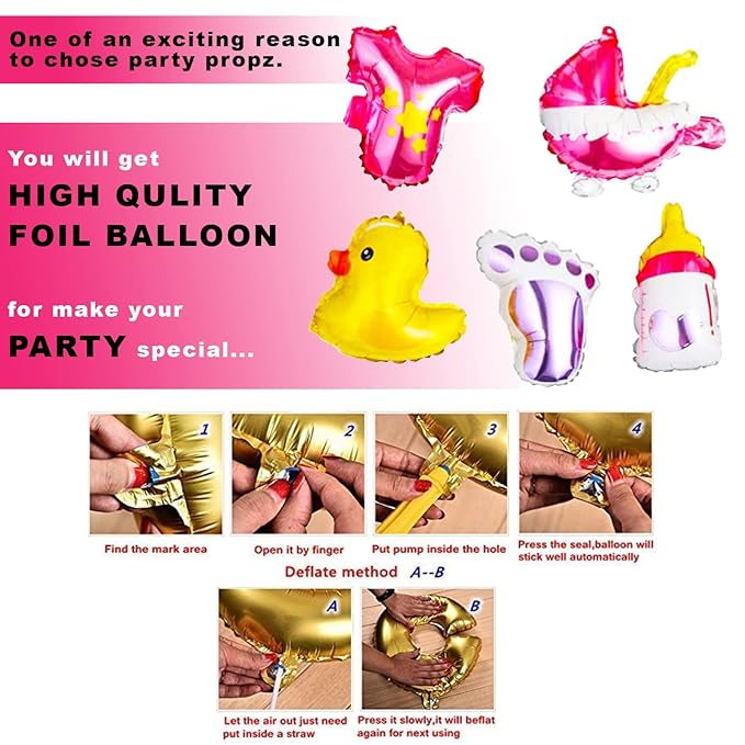 Party Propz Baby Welcome Decoration Items -42pcs Baby Welcome Home Decoration Kit | Welcome Baby Decoration | Welcome Baby Girl Decoration | Baby Girl Welcome Home Decoration | Character Foil Balloon