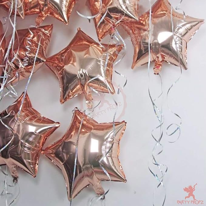 Party Propz 10Pcs Rose Gold Star Foil Balloons For Rose Gold Party Decorations