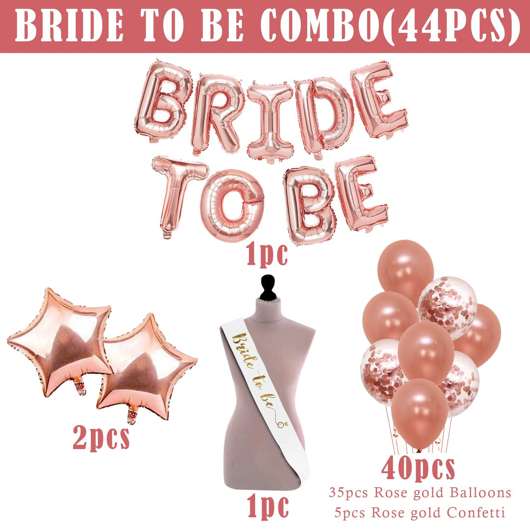 Party Propz Bridal Shower Decorations Kit - Large 49 Pcs, Rose Gold Balloons For Decoration | Bride to Be Decoration Set Combo | Bachelorette Party Decorations | Confetti, Foil Balloons For Decoration