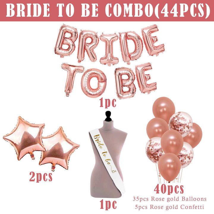 Party Propz Bridal Shower Decorations Kit - Large 49 Pcs, Rose Gold Balloons For Decoration | Bride to Be Decoration Set Combo | Bachelorette Party Decorations | Confetti, Foil Balloons For Decoration