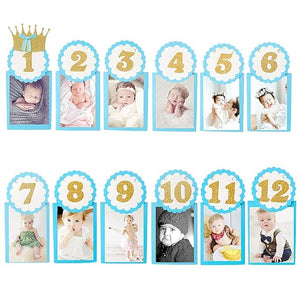 Party Propz 1-12 Month Photo Banner for Decoration (Blue)