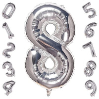 Party Propz Large 8 Number Foil Balloon - 16 Inch Silver Foil balloons for 8th birthday decorations | Anniversary Decoration | Balloon Decoration | Eight Birthday Balloons, Anniversary Balloon