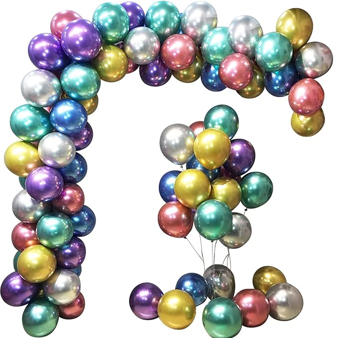 Party Propz Multicolor Chrome Balloons Combo - 100Pcs Chrome Balloons