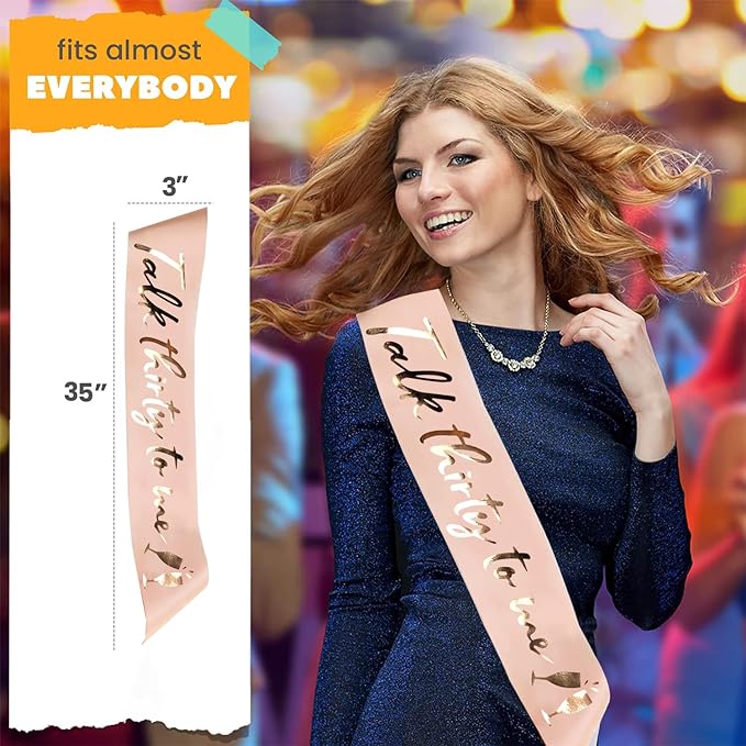 Party Propz Rose Gold 30Th Birthday Girl Satin Sash - Foil Print for 30th Happy birthday decoration for girls/Thirty Bday Decorations/Birthday Decoration Items For 30 th Birthday/30th Birthday Gifts