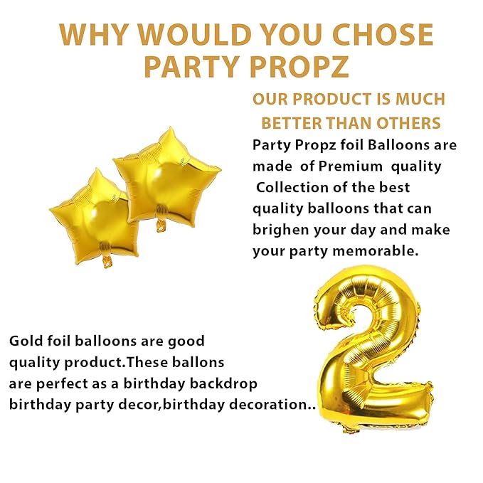 Party Propz 2nd Birthday Decoration Items Golden For - 63Pcs Two Sweet Decoration - 2nd Birthday Party Decorations,Birthday Decorations kit for Girls 2nd birthday/ Baby Birthday Decoration Items 2 Year / Birthday Decorations kit for Boys 2nd birthday